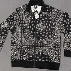Crooks & Castles Men's XL AOP Black Bandana Paisley Full Zip Track Jacket
